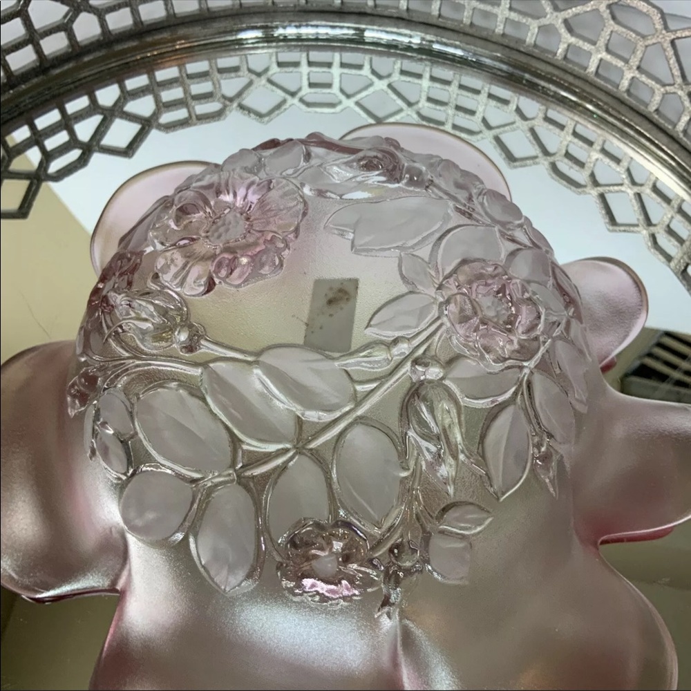 Home Beautiful Bowl Germany Crystal Rose Floral Vintage Pink NOS #MN - Picture 5 of 8
